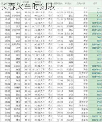长春火车时刻表