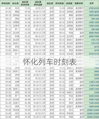 怀化列车时刻表
