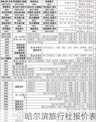 哈尔滨旅行社报价表