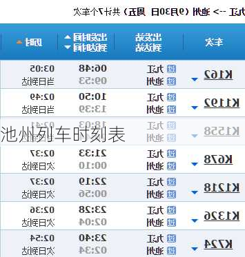 池州列车时刻表