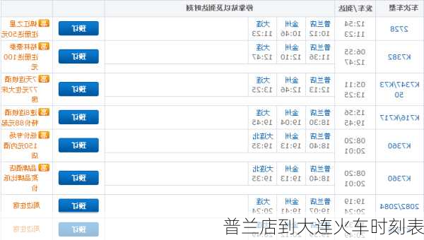 普兰店到大连火车时刻表