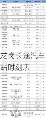 龙岗长途汽车站时刻表