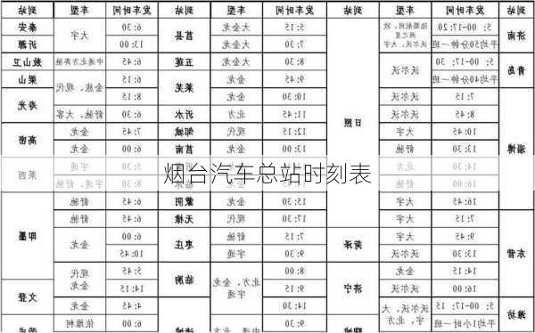 烟台汽车总站时刻表